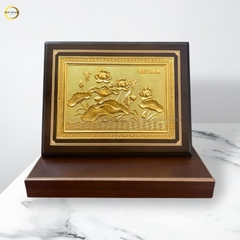 TRANH HOA SEN BẰNG ĐỒNG DÁT VÀNG - KÍCH THƯỚC 26X34CM