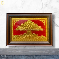 TRANH CÂY BỒ ĐỀ BẰNG ĐỒNG DÁT VÀNG (KÍCH THƯỚC 50X70CM)