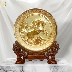 TRANH ĐĨA ĐỒNG MÃ ĐÁO THÀNH CÔNG MẠ VÀNG 24K - ĐK 19CM