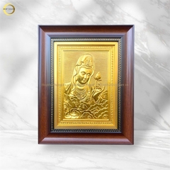 TRANH ĐỒNG QUAN ÂM BỒ TÁT ĐỒNG DÁT VÀNG (KÍCH THƯỚC 28X35CM)