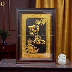 TRANH CHỮ TRI ÂN BẰNG ĐỒNG DÁT VÀNG -  KÍCH THƯỚC 50X70CM