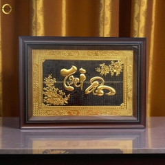 TRANH CHỮ TRI ÂN BẰNG ĐỒNG DÁT VÀNG -  KÍCH THƯỚC 50X70CM