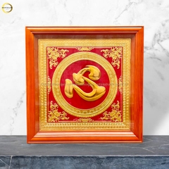 TRANH ĐỒNG CHỮ TÂM DÁT VÀNG (KÍCH THƯỚC 68X68CM)