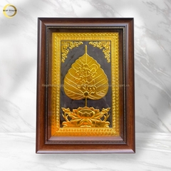TRANH LÁ BỒ ĐỀ CHỮ HƯNG THỊNH BẰNG ĐỒNG DÁT VÀNG - KÍCH THƯỚC 38X54CM
