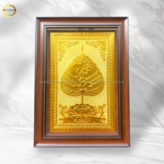 TRANH LÁ BỒ ĐỀ CHỮ TÀI LỘC BẰNG ĐỒNG DÁT VÀNG - KÍCH THƯỚC 38X54CM