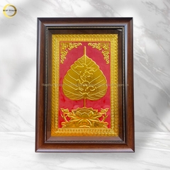 TRANH LÁ BỒ ĐỀ CHỮ TÀI LỘC BẰNG ĐỒNG DÁT VÀNG - KÍCH THƯỚC 38X54CM