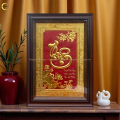 TRANH CHỮ THUẬN BẰNG ĐỒNG DÁT VÀNG - KÍCH THƯỚC 50X70CM