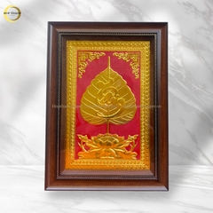 TRANH LÁ BỒ ĐỀ CHỮ TÂM BẰNG ĐỒNG DÁT VÀNG - KÍCH THƯỚC 38X54CM