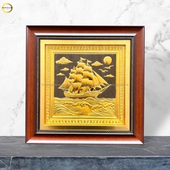 TRANH THUẬN BUỒM XUÔI GIÓ BẰNG ĐỒNG DÁT VÀNG - KÍCH THƯỚC 40X40CM