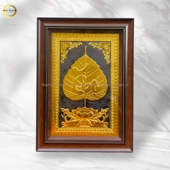 TRANH LÁ BỒ ĐỀ CHỮ THỌ BẰNG ĐỒNG DÁT VÀNG - KÍCH THƯỚC 38X54CM