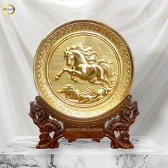 TRANH ĐĨA ĐỒNG MÃ ĐÁO THÀNH CÔNG MẠ VÀNG 24K - ĐK 19CM