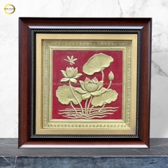 TRANH HOA SEN BẰNG ĐỒNG VÀNG - KÍCH THƯỚC 40X40CM