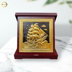 TRANH THUẬN BUỒM XUÔI GIÓ BẰNG ĐỒNG DÁT VÀNG - KÍCH THƯỚC 18X18CM