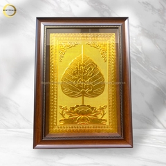 TRANH LÁ BỒ ĐỀ CHỮ HƯNG THỊNH BẰNG ĐỒNG DÁT VÀNG - KÍCH THƯỚC 38X54CM