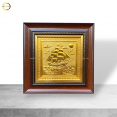 TRANH THUẬN BUỒM XUÔI GIÓ BẰNG ĐỒNG DÁT VÀNG - KÍCH THƯỚC 28X28CM
