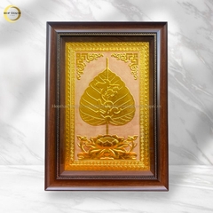 TRANH LÁ BỒ ĐỀ CHỮ TÀI LỘC BẰNG ĐỒNG DÁT VÀNG - KÍCH THƯỚC 38X54CM