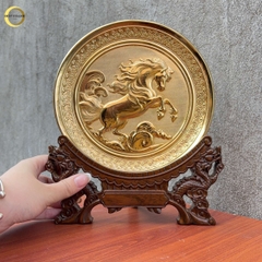 TRANH ĐĨA ĐỒNG MÃ ĐÁO THÀNH CÔNG MẠ VÀNG 24K - ĐK 19CM
