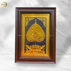 TRANH LÁ BỒ ĐỀ CHỮ TÂM BẰNG ĐỒNG DÁT VÀNG - KÍCH THƯỚC 38X54CM