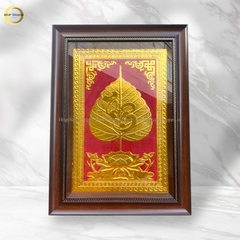 TRANH LÁ BỒ ĐỀ CHỮ THUẬN BẰNG ĐỒNG DÁT VÀNG - KÍCH THƯỚC 38X54CM
