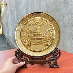 TRANH HỒ HOÀN KIẾM BẰNG ĐỒNG MẠ VÀNG 24K - ĐK 25CM