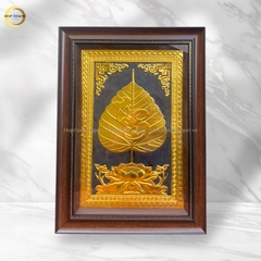 TRANH LÁ BỒ ĐỀ CHỮ THUẬN BẰNG ĐỒNG DÁT VÀNG - KÍCH THƯỚC 38X54CM