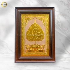 TRANH LÁ BỒ ĐỀ CHỮ LỘC BẰNG ĐỒNG DÁT VÀNG - KÍCH THƯỚC 38X54CM