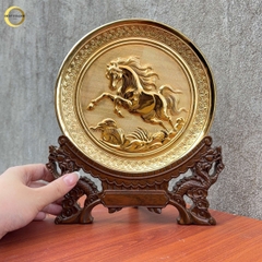 TRANH ĐĨA ĐỒNG MÃ ĐÁO THÀNH CÔNG MẠ VÀNG 24K - ĐK 19CM