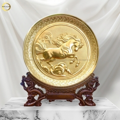 TRANH ĐĨA ĐỒNG MÃ ĐÁO THÀNH CÔNG MẠ VÀNG 24K - ĐK 25CM