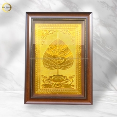 TRANH LÁ BỒ ĐỀ CHỮ THUẬN BẰNG ĐỒNG DÁT VÀNG - KÍCH THƯỚC 38X54CM