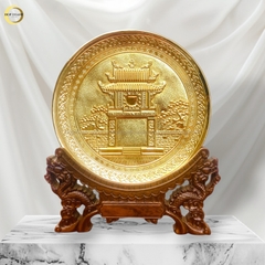 TRANH ĐĨA KHUÊ VĂN CÁC BẰNG ĐỒNG MẠ VÀNG 24K - ĐK 19CM