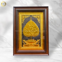 TRANH LÁ BỒ ĐỀ CHỮ LỘC BẰNG ĐỒNG DÁT VÀNG - KÍCH THƯỚC 38X54CM