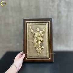 TRANH QUÀ TẶNG CÔNG GIÁO "CHÚA GIÊSU " BẰNG ĐỒNG VÀNG - TRANH ĐỂ BÀN (KÍCH THƯỚC 22X32CM)