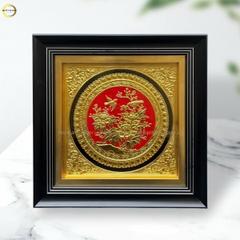 TRANH HOA CÁT TƯỜNG NHƯ Ý BẰNG ĐỒNG DÁT VÀNG - KÍCH THƯỚC 40X40CM
