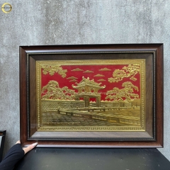TRANH KHUÊ VĂN CÁC BẰNG ĐỒNG DÁT VÀNG  - KÍCH THƯỚC 70X50CM