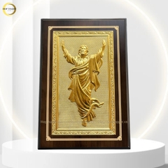 TRANH QUÀ TẶNG CÔNG GIÁO "CHÚA GIÊSU " BẰNG ĐỒNG DÁT VÀNG - TRANH ĐỂ BÀN (KÍCH THƯỚC 22X32CM)