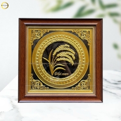 TRANH CÂY LÚA CHÍN BẰNG ĐỒNG DÁT VÀNG - KÍCH THƯỚC 40X40CM