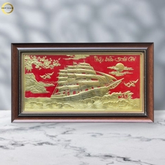 TRANH THUẬN BUỒM XUÔI GIÓ BẰNG ĐỒNG VÀNG  - KÍCH THƯỚC 70X40CM