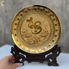 TRANH ĐĨA CHỮ THUẬN THƯ PHÁP BẰNG ĐỒNG MẠ VÀNG 24K - TRANH QUÀ TẶNG ĐỂ BÀN (KÍCH THƯỚC 25CM)