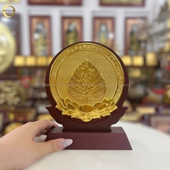TRANH LÁ BỒ ĐỀ CHỮ TÀI LỘC BẰNG ĐỒNG DÁT VÀNG - KÍCH THƯỚC 14X19CM