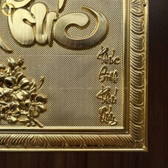 TRANH CHỮ PHÚC THƯ PHÁP BẰNG ĐỒNG MẠ VÀNG 24K QUÀ TẶNG ĐỂ BÀN (KÍCH THƯỚC 20X25CM)
