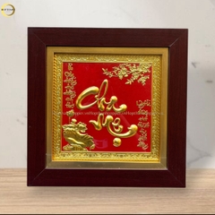 TRANH CHỮ CHA MẸ BẰNG ĐỒNG DÁT VÀNG -  KÍCH THƯỚC 36x36CM