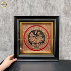TRANH HOA CÁT TƯỜNG NHƯ Ý BẰNG ĐỒNG VÀNG GIẢ CỔ - KÍCH THƯỚC 40X40CM