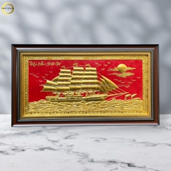 TRANH THUẬN BUỒM XUÔI GIÓ BẰNG ĐỒNG DÁT VÀNG  - KÍCH THƯỚC 90X50CM