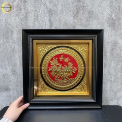 TRANH HOA CÁT TƯỜNG NHƯ Ý BẰNG ĐỒNG DÁT VÀNG - KÍCH THƯỚC 40X40CM