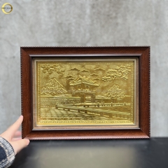 TRANH KHUÊ VĂN CÁC BẰNG ĐỒNG VÀNG  - KÍCH THƯỚC 34X28CM