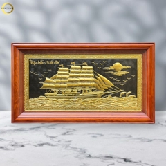 TRANH THUẬN BUỒM XUÔI GIÓ BẰNG ĐỒNG DÁT VÀNG  - KÍCH THƯỚC 90X50CM