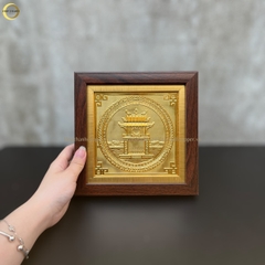TRANH KHUÊ VĂN CÁC BẰNG ĐỒNG MẠ VÀNG 24K - TRANH QUÀ TẶNG ĐỂ BÀN (KÍCH THƯỚC 20X20CM)