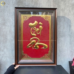 TRANH CHỮ TRI ÂN BẰNG ĐỒNG DÁT VÀNG -  KÍCH THƯỚC 50X70CM