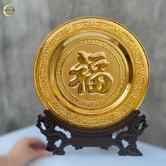 TRANH ĐĨA CHỮ PHÚC TIẾNG HÁN BẰNG ĐỒNG MẠ VÀNG 24K - TRANH QUÀ TẶNG ĐỂ BÀN (KÍCH THƯỚC 35CM)