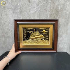 TRANH THUẬN BUỒM XUÔI GIÓ BẰNG ĐỒNG DÁT VÀNG - KÍCH THƯỚC 42X32CM